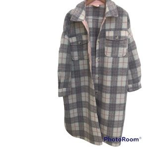 Anthropologie If By Sea NWOT Coat size Small- gray, pink and cream